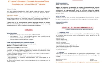 note d’information pour les parents d’élève 2ème période